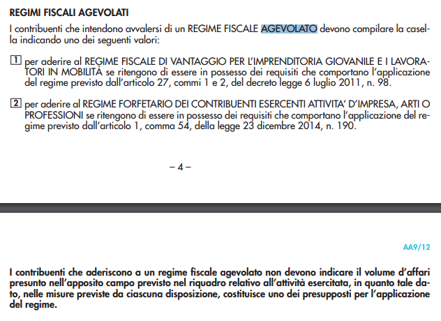 regime forfettario istruzioni
