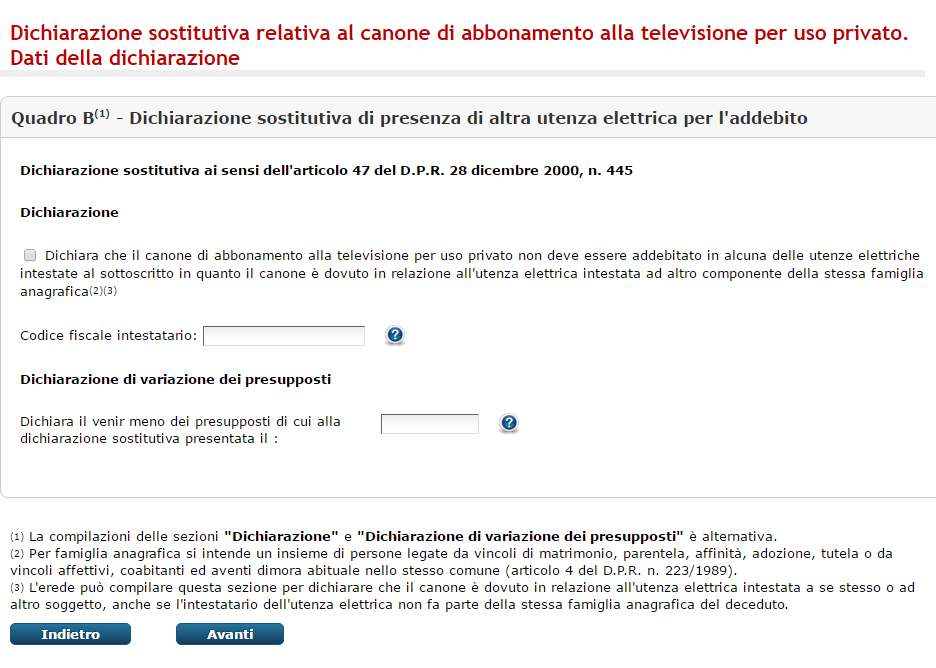 Modulo esenzione dal pagamento del canone rai