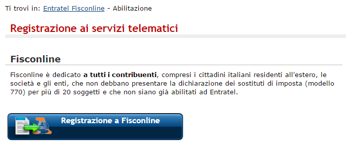 cassetto fiscale fisconline